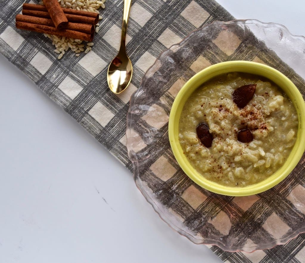 Coconut-Cardamom Rice Pudding with Boozy Apricots