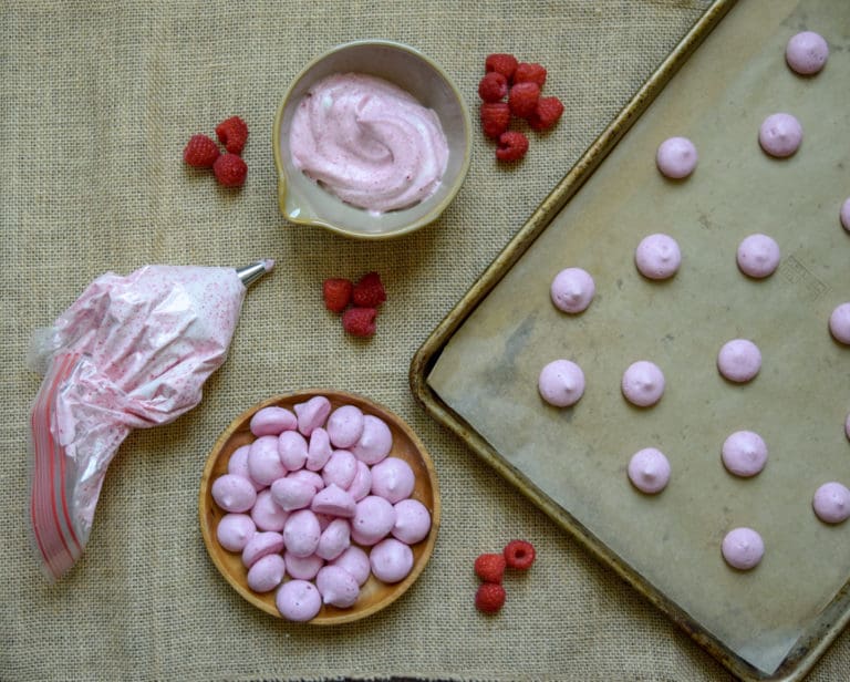 Egg Free Raspberry Meringues