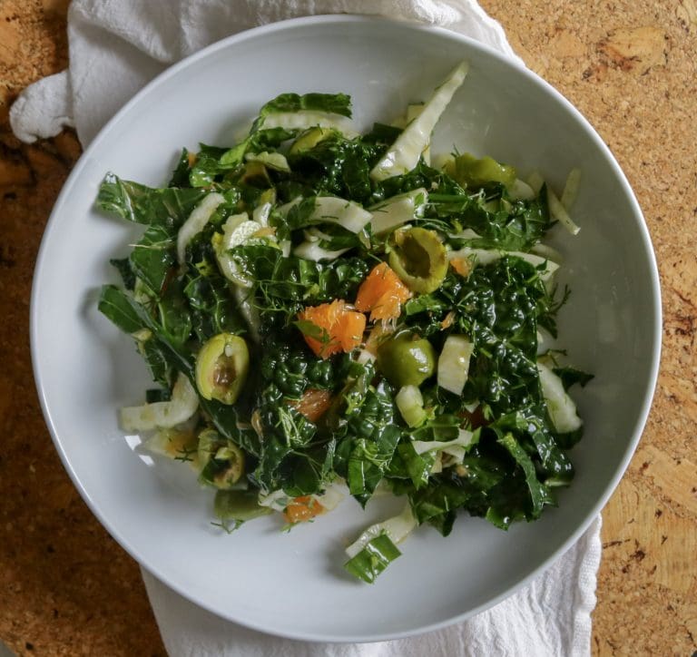 Shaved Fennel and Kale Salad with Orange Vinaigrette