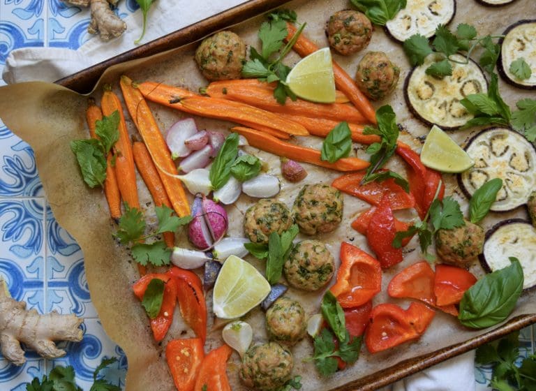Asian Meatball Sheet-Pan Dinner
